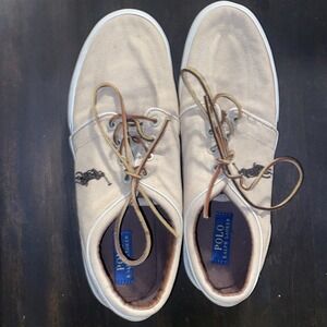 Polo Ralph Lauren Men's Faxon Low Canvas Sneakers Shoes Tan Cream US 12D